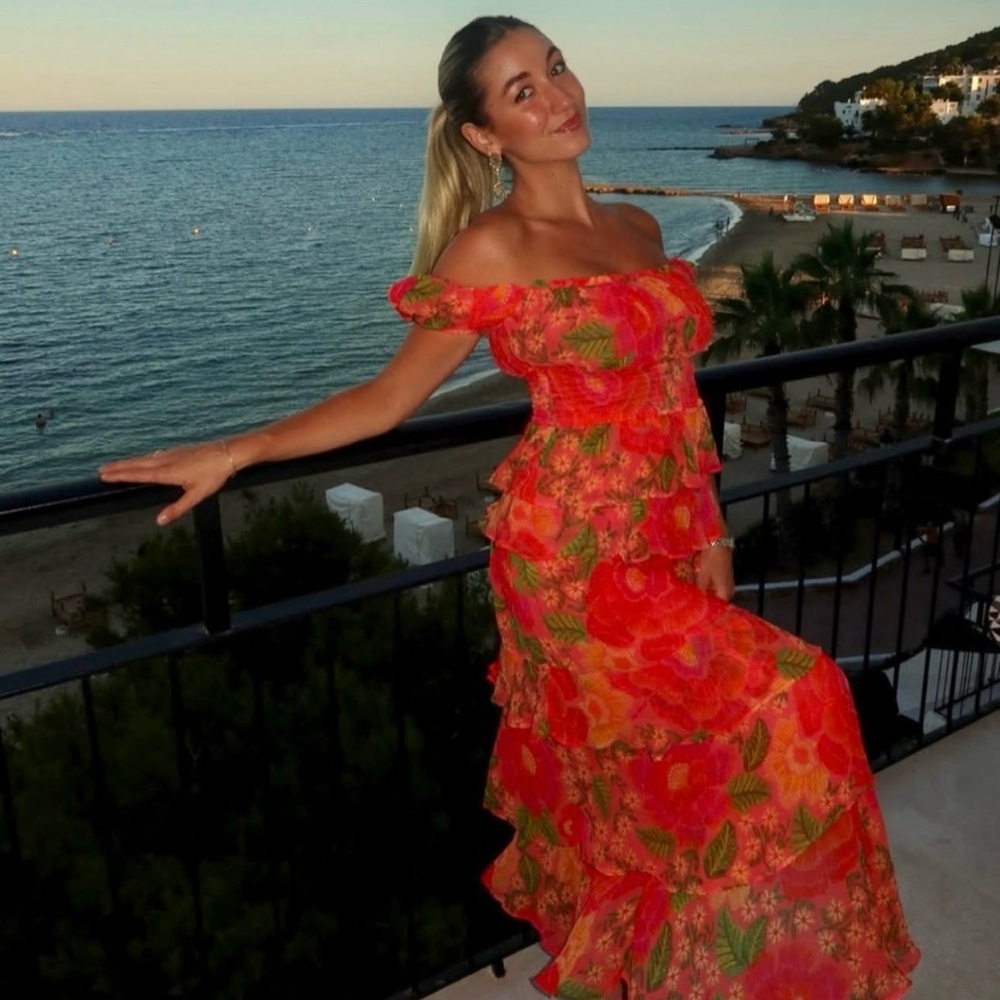 Farm Rio Blooming Floral Maxi Dress XS Smocked Puff Sleeve NWT - Picture 9 of 16